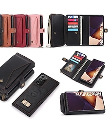cheap -Phone Case For Samsung Galaxy S24 S23 S22 S21 S20 Plus Ultra S10 Plus Note 20 Ultra Wallet Case Flip Full Body Protective Kickstand Solid Colored PU Leather