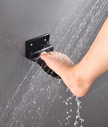 billige -badeværelses fodstøtte kraftig aluminiumslegering barberhylde sammenfoldelig bruser fodstøtte til barbering af ben (sort/sølvfarvet)