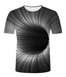 cheap -Men's Unisex T shirt Tee Shirt Tee Graphic Optical Illusion Round Neck Black / White Green Blue Yellow 3D Print Plus Size Casual Daily Short Sleeve 3D Print Print Clothing Apparel Basic Fashion Cool