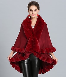 cheap -Long Sleeve Capes Faux Fur Wedding / Party / Evening Shawl & Wrap / Women's Wrap With Split Joint / Solid
