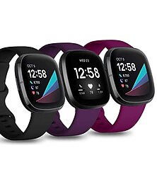 economico -3 pezzi Cinturino per orologio  per Fitbit Versa 3 Sense Silicone morbido Sostituzione Cinghia Da donna Da uomo Impermeabile Cinturino sportivo Polsino