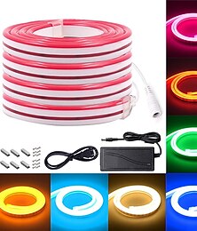 billige -3~5m 9,8~16,4ft flerfarvet fleksibel neon led strip reb lys 120 lysdioder / meter 2835 smd ip65 vandtæt fleksibel med dc12v strømadapter til udendørs fest hjemmedekoration