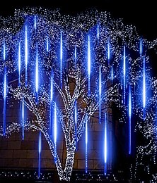 abordables -lumières de pluie tombantes lumières de pluie de météores lumières de noël 30cm 8 tube 144 leds chute de pluie goutte glaçon guirlandes lumineuses pour arbres de noël décoration d'halloween mariage