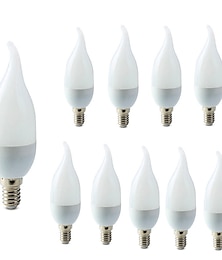 billiga -10st e14 3w led ljus glödlampa kandelaber ljuskrona lampa dekorationsljus varmvit kall vit c35 c35l frostad 220-240v