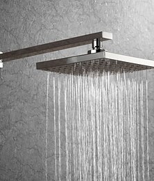 abordables -Cabezal de ducha de lluvia básico de 7,9 pulgadas, cabezal de ducha rectangular/contemporáneo, cromo pulido