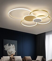 abordables -2/4 têtes led plafonnier cercle forme cluster design plafonnier nordique moderne style simple salon maison luxe chambre bureau restaurant lumières seulement dimmable avec télécommande