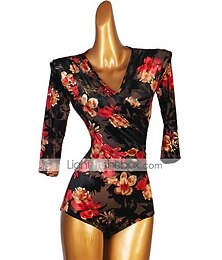 abordables -Danse latine Collant / Combinaison Motif / Impression Femme Utilisation Demi Manches Spandex