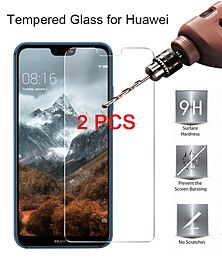 זול -2 יח ' טלפון מגן מסך עבור Huawei P40 P20 P20 lite P30 P30 Lite זכוכית מחוסמת קשיחות 9H נוגד טביעות אצבעות (HD) ניגודיות גבוהה עמיד לשריטות אביזר לשיחת טלפון
