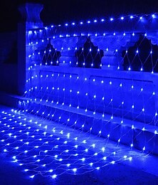 abordables -Red de luces LED 6x4m luces de cadena exteriores 880 LEDs luces de fiesta iluminando patio cálida blanca fría blanca multicolor a prueba de agua fiesta Halloween/Navidad árbol boda