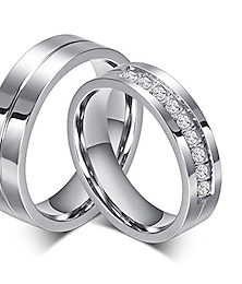 ieftine -inele de cuplu pentru el și inelul său de potrivire din oțel inoxidabil inel de promisiune prințesă tăiată de nunta bandă de logodnă de mireasă zirconiu cubic inel cz pentru femei bărbați iubesc mireasă bijuterii fete cadouri