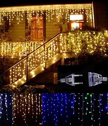 economico -4m 13ft 96 luci a stringa led dip led spina americana 110v-120v spina eu 220v-240v tenda estensibile collegabile 8 modalità natale corda decorativa stringa scintillio luce caldo freddo bianco rgb