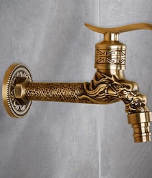abordables -robinet d'extérieur, robinet de salle de bain à poignée unique tête de dragon goldon mural corps de robinet en laiton rétro à un trou avec eau froide uniquement