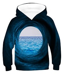 cheap -Kids Boys' Hoodie Pullover Long Sleeve Graphic 3D Black Children Tops Active Daily Casual Clothes