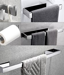 economico -set di accessori hardware per il bagno autoadesivo in acciaio inossidabile 304 include porta accappatoio, portasciugamani, portasciugamani e porta carta igienica argento 1 o 3 o 4 pezzi