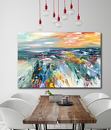 cheap -Oil Painting Hand Painted - Abstract Landscape Contemporary Modern Stretched Canvas