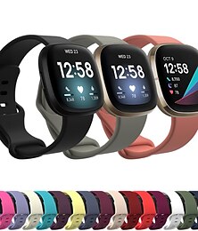 billige -Klokkerem til Fitbit Versa 3 Sense Silikon Erstatning Stropp Pustende Sportsrem Armbånd