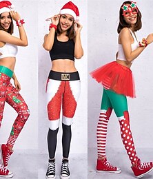 levne -Dámské Kalhoty na jógu Butt Lift Prodyšné Zaštíhlující Vysoký pas Cvičení v tělocvičně Běh Zdatnost Cyklistické kalhoty Legíny Spodní část oděvu Vánoce bílá + červená Červená zelená Světle zelená