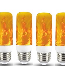 abordables -4pcs 1pcs nuevo led dinámico efecto de llama bombilla de luz de fuego e27 bombilla de maíz led emulación de parpadeo creativo 5w luz de lámpara led
