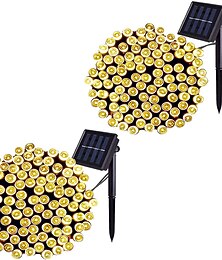 abordables -Guirlande lumineuse solaire d'extérieur à LED, étanche 12 m 100 LED&amp;Guirlande lumineuse de 7 m à 50 LED pour jardin de Noël&amp; faire la fête