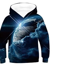 abordables -Le Jour des enfants Garçon 3D Galaxie Impression 3D la terre Sweat à capuche et Sweat manche longue 3D effet Actif basique Enfants 2-12 ans