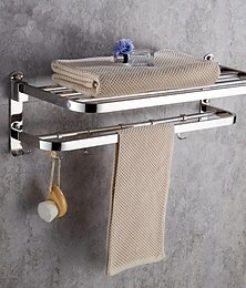 billiga -multifunktionshållare för handdukstork hopfällbar modern badrumshylla i rostfritt stål med krokar väggmonterad silverfärgad 1st