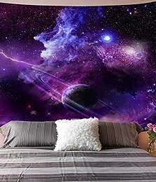 voordelige -Galaxy tapijt sterrenhemel psychedelische ruimte landschap paars art print muur opknoping voor home decor woonkamer slaapkamer
