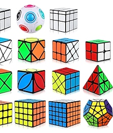 abordables -ensemble de cubes de vitesse, paquet de 15 cubes 2x2 4x4 5x5 mégaminx pyramide inclinaison lierre moulin à vent axe de pêcheur dino miroir cube magique arc-en-ciel boule autocollant cube collection