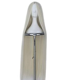 economico -parrucca cosplay parrucca diritta con parte centrale parrucche molto lunghe in capelli sintetici color platino parrucche bionde morbide da donna parrucche di Halloween
