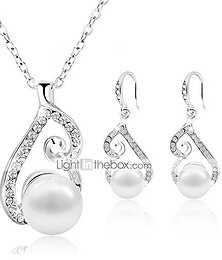 ieftine -set de bijuterii placat cu aur faux perla colier pandantiv cercei set de știfturi cadouri pentru femei