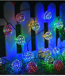 cheap -Moroccan Ball Outdoor Lights Solar String Lights 5/7/10M 20/30/50LEDs Globe Fairy Lights Lantern Multicolor Warm White White RGB for Outdoor Garden Yard Patio Christmas Tree Party