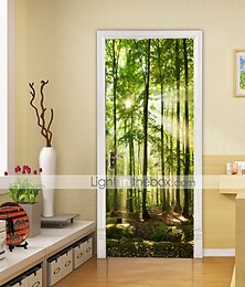 economico -2pcs autoadesivi creativi impermeabili adesivi per porte in legno verde per soggiorno decorazione fai da te adesivi murali impermeabili per la casa 30,3 "x78,7" (77x200 cm)