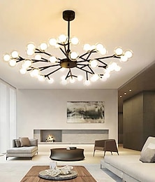 baratos -113 cm led lustre nórdico ouro preto globle design de metal pintado acabamentos modernos 110-120v 220-240v