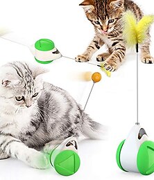 abordables -gato persiguiendo juguete equilibrio diseño de coche gato juguetes interactivos sin batería auto giratorio coche juguete de gato con catnip varita cazador divertido rompecabezas juguete para gato
