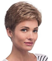 abordables -perruque synthétique perruques brunes courtes ondulées perruques coupe lutin