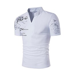 billiga -Herr T-shirt Skjorta Grafisk Slät Hög krage Sport Utekväll Kortärmad Mönster Kläder Bomull Boho