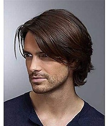 economico -Parrucca del costume cosplay Ondulato Parte di mezzo Parrucca Un colore Capelli sintetici Per uomo Marrone