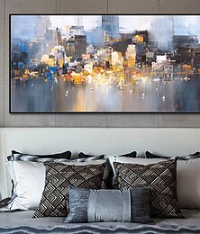 abordables -peinture à l'huile à la main peint à la main art mural abstrait paysage urbain horizon décoration de la maison décor toile roulée sans cadre non étiré
