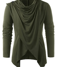 billige -menns retro ridder solid heap krage langermet t-skjorte uformell løs asymmetrisk punk pullover bluse topper hær grønn