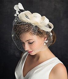 preiswerte -Kentucky-Derby-Hut aus Tüll/Federn mit 1 Stück Kopfbedeckung für besondere Anlässe/Pferderennen/Damentag