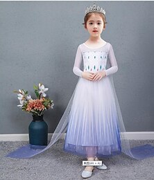 billiga -Prinsessa Elsa Klänningar Blommaflickaklänning Flickor Film-cosplay A-linjeformad Underkjol / klänning Cosplay semester klänning Naturlig Vit Vit Halloween Karnival Maskerad Bröllop Bröllopsgäst