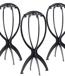 billiga -perukstativ 3st vikbar svart perukhållare för kort hår 14,2 tum hopfällbart skärmverktyg perukstativ bärbar resehatt rack hårtork