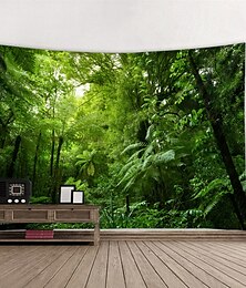 voordelige -wandtapijten art decor deken gordijn picknick tafelkleed opknoping thuis slaapkamer woonkamer slaapzaal decoratie polyester moderne groene bossen