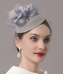 economico -Fascinatori pillbox a rete con piume cappelli copricapo con cappello di piume fiore 1 PC matrimonio corsa dei cavalli cappello per donne giorno vestito per impressionare vestito per giorno di gara