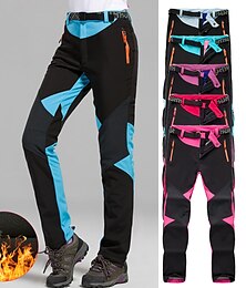 billige -kvinders vandrebukser bukser fleeceforede bukser softshell bukser vinter udendørs vandtæt vindtæt termisk varm elastisk talje underbukser blå rød ski camping ski / snowboard