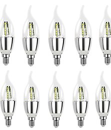 baratos -10pcs High Bright Lampara Led E14 Candle LED Bulb 5W 7W LED Light Lamp 220V Silver Cool White Ampoule