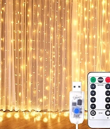 cheap -Window Curtain String Lights 300LEDs Twinkle Star 3m x 3m Hanging Fairy Lights Wedding Decoration 8 Lighting Modes for Bedroom Wedding Party Home Garden Wall Decorations USB Powered with IR Remote