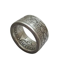 abordables -anillo de moneda anillos artesanales vintage hecho a mano de morgan dólar plateado copia coin1878 águila plateada tamaño EE. UU. 9-16 #