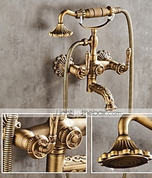 preiswerte -Duscharmatur-Set – Handbrause inklusive ausziehbarem Vintage-Stil / Country Antik-Messing-Halterung außen Keramikventil Wannendusche Mischbatterien