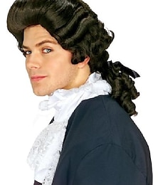 economico -Parrucca Costume Cosplay Parrucca Moscia con Parte Centrale Parrucca Marrone Capelli Sintetici Parrucca Nera di Halloween per Uomini