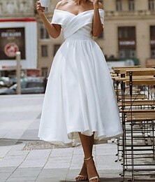 ieftine -recepție epocă anii 1940/1950 rochii de mireasă simple rochii de mireasă a-line gât iluzie mânecă 3/4 lungime ceai dantelă rochii de mireasă cu efee/panglici aplicații 2024